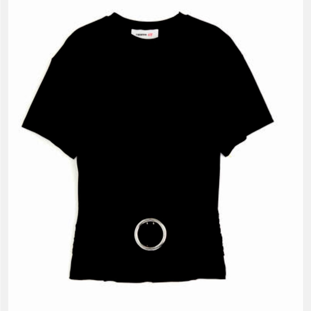 HM X RABANNE NWT black Jersey tshirt with buckle detail